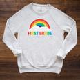 Rainbow Colors First Grade Squad Reading Book Graphic Raglan Sleeve Sweatshirt Heather Mustard Rainbow Colors First Grade Squad Reading Book Graphic Raglan Sleeve Sweatshirt Heather Mustard