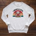 I Read Alotl Axolotl Retro Reading Books Lover Vintage Raglan Sleeve Sweatshirt Heather Mustard I Read Alotl Axolotl Retro Reading Books Lover Vintage Raglan Sleeve Sweatshirt Heather Mustard