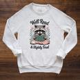 Well Read & Slightly Feral Raccoon Book Women Raglan Sleeve Sweatshirt Heather Mustard