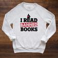 I Read Banned Books Banned Books Week Reading Men Raglan Sleeve Sweatshirt Heather Mustard