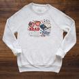 Read Blue Since 1776 Patriotic Book Lovers 4th Of July Raglan Sleeve Sweatshirt Heather Mustard