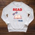 Read Blue Patriotic Book Lover Girls Independence Raglan Sleeve Sweatshirt Heather Mustard