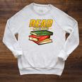 Read More Books Book Worm Library Nerds Librarian Raglan Sleeve Sweatshirt Heather Mustard