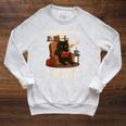 Read Books Crochet & Pet Lazy Cat Coffee Raglan Sleeve Sweatshirt Heather Mustard