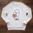 Read More Books Cute Ghost Halloween Teacher Raglan Sleeve Sweatshirt Heather Mustard
