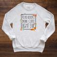 Read Books Drink Coffee Fight Evil Reading Book Lover Raglan Sleeve Sweatshirt Heather Mustard
