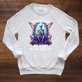 Read Books Be Kind Stay Weird Skeleton Reading Book Bookish Raglan Sleeve Sweatshirt Heather Mustard