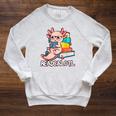 Readalotl a Kawaii Axolotl Reading a Book As Readsalotl Raglan Sleeve Sweatshirt Heather Mustard