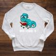 Readasaurus Reading Dinosaur Bookworm Book Reader Meme Raglan Sleeve Sweatshirt Heather Mustard