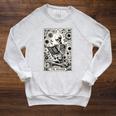 The Reader Skeleton Book Lover Tarot Card Reading Book Raglan Sleeve Sweatshirt Heather Mustard