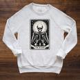 The Reader Tarot Card Books Skeleton Reading Book Raglan Sleeve Sweatshirt Heather Mustard The Reader Tarot Card Books Skeleton Reading Book Raglan Sleeve Sweatshirt Heather Mustard