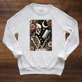 The Reader Tarot Card Skeleton Reading Book Bookworm Bookish Raglan Sleeve Sweatshirt Heather Mustard