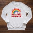 Reading Book Rainbow Literacy Learning Premium Tri-Blend Raglan Sleeve Sweatshirt Heather Mustard
