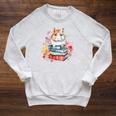 Reading Books Booklover Hamster And Watercolor Books Raglan Sleeve Sweatshirt Heather Mustard