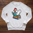 Reading Chicken Bookworm Cute Chicken With Glasses Books Raglan Sleeve Sweatshirt Heather Mustard