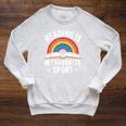Reading Is My Favorite Sport Book Lover Saying Rainbow Raglan Sleeve Sweatshirt Heather Mustard