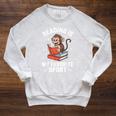 Reading Is My Favorite Sport Cute Monkey Reading Books Raglan Sleeve Sweatshirt Heather Mustard