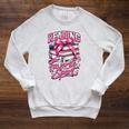 Reading Is My Favorite Sport Pink Bow Coquette Book Lover Raglan Sleeve Sweatshirt Heather Mustard