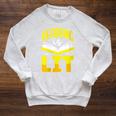 Reading Is Lit Bookworm Book Reading Raglan Sleeve Sweatshirt Heather Mustard