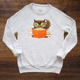 Reading Owl Art Men Women Kids Bookworm Book Lovers Raglan Sleeve Sweatshirt Heather Mustard