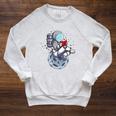 Reading Read Books Reader Nerd Cartoon Astronaut Moon Raglan Sleeve Sweatshirt Heather Mustard