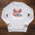 Readsalotl Axolotl Reading Cute Book Lover Bookworm Premium Tri-Blend Raglan Sleeve Sweatshirt Heather Mustard
