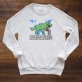 Readsaurus Reader Book Tyrannosaurus T-Rex Dinosaur Jurassic Raglan Sleeve Sweatshirt Heather Mustard