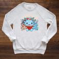 Readsolotl Axolotl Axolotl Lover Kawaii Reading Book Raglan Sleeve Sweatshirt Heather Mustard