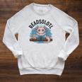 Readsolotl Book Lover Reading Axolotl Kids Reader Raglan Sleeve Sweatshirt Heather Mustard