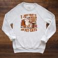 Retro I Just Want To Read Books And Pet Cats Cat Raglan Sleeve Sweatshirt Heather Mustard