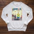 Retro Vintage Distressed Comic Book Humor Original Print Raglan Sleeve Sweatshirt Heather Mustard