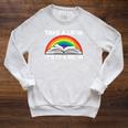 Retros Vintage Rainbow Take a Look It's In a Book Reading Raglan Sleeve Sweatshirt Heather Mustard