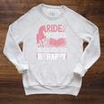 Ride Horses Read Books Be Happy Raglan Sleeve Sweatshirt Heather Mustard