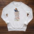 Robin Bird Reads Books Garden Backyard Birds Raglan Sleeve Sweatshirt Heather Mustard