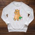 Sabre-Toothed Tiger Loves Books Wildcat Raglan Sleeve Sweatshirt Heather Mustard