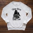 Salem Witch Book Club Bookish Retro Halloween Cat Raglan Sleeve Sweatshirt Heather Mustard
