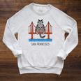 San Francisco Cat Golden Gate Bridge Book Lover Raglan Sleeve Sweatshirt Heather Mustard