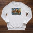 San Francisco Cat Golden Gate Bridge Starry Night Book Lover Raglan Sleeve Sweatshirt Heather Mustard