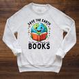 Save Earth It's Only Planet With Books Reader Earth Day Raglan Baseball Tee Raglan Sleeve Sweatshirt Heather Mustard
