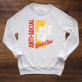 Skeleton Reads a Book Anti Social Book Club Raglan Sleeve Sweatshirt Heather Mustard