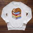Sloth Napping On Book Stack Raglan Sleeve Sweatshirt Heather Mustard