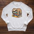 Sloth Sleeping On Books Raglan Sleeve Sweatshirt Heather Mustard Sloth Sleeping On Books Raglan Sleeve Sweatshirt Heather Mustard