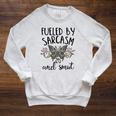 Smut And Sarcasm Women Sarcastic Romance Reader Smutty Books Raglan Sleeve Sweatshirt Heather Mustard