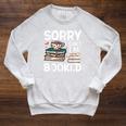 Sorry Can't I'm Booked- Bookworm Book Nerd Book Reader Raglan Sleeve Sweatshirt Heather Mustard