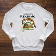 Sorry I'm Reading Calico Cat Book Lover Raglan Sleeve Sweatshirt Heather Mustard