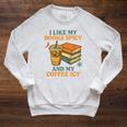 Spicy Books And Iced Coffee Book Lover Smut Reader Raglan Sleeve Sweatshirt Heather Mustard