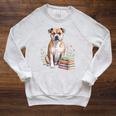 Staffordshire Bull Terrier Books Flowers Book Reading Raglan Sleeve Sweatshirt Heather Mustard Staffordshire Bull Terrier Books Flowers Book Reading Raglan Sleeve Sweatshirt Heather Mustard