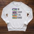 My Summer Is All Booked Book Reading Bookworm Men Women Girls Kids Raglan Sleeve Sweatshirt Heather Mustard