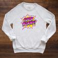 Super Mommy Comic Book Superhero Mother's Day Raglan Sleeve Sweatshirt Heather Mustard