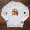 Support Public Libraries Floral Bookshelf Raglan Sleeve Sweatshirt Heather Mustard